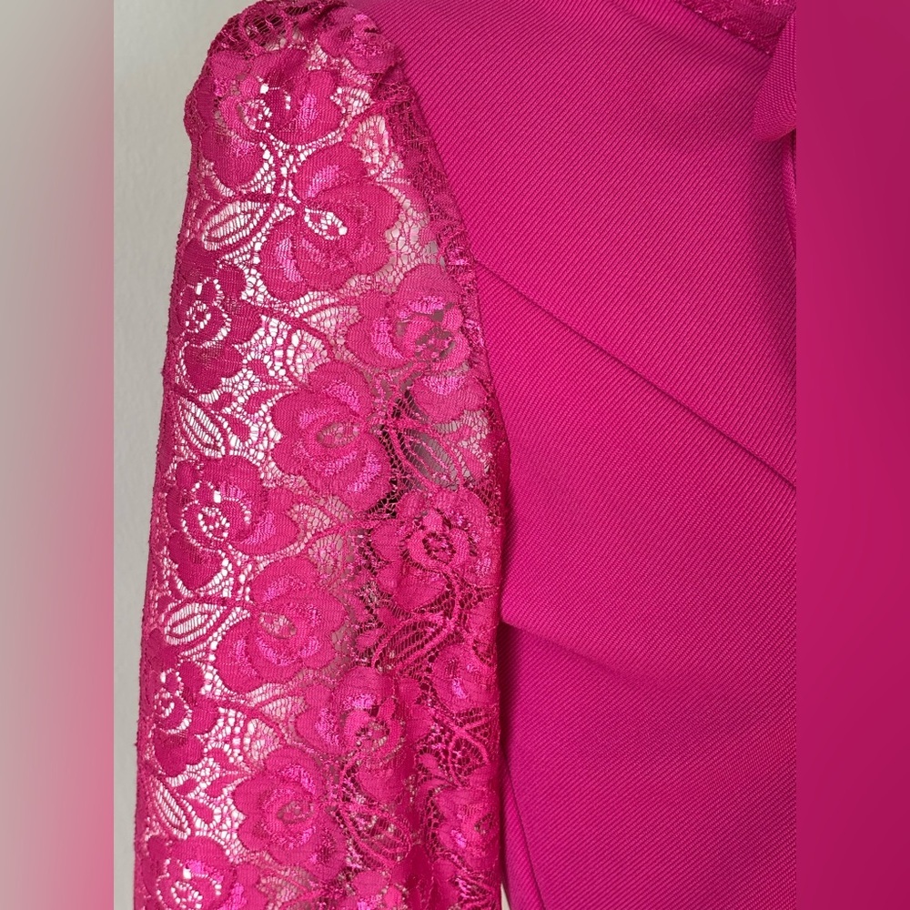 Miu Miu Pink Lace Sleeve Blouse Bow Top Italy S - Picture 6 of 11